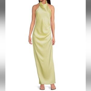 Gianni Bini - Yelena Satin High Mock Neck Sleeveless Long Sheath Dress